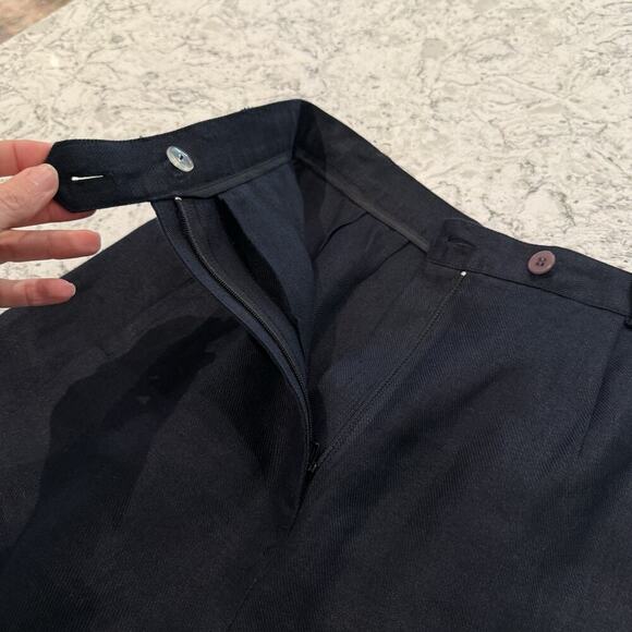 Vintage 90s Black Trouser Tailored Shorts Classy Old Money 26” W 6 Irish Linen - Picture 7 of 12